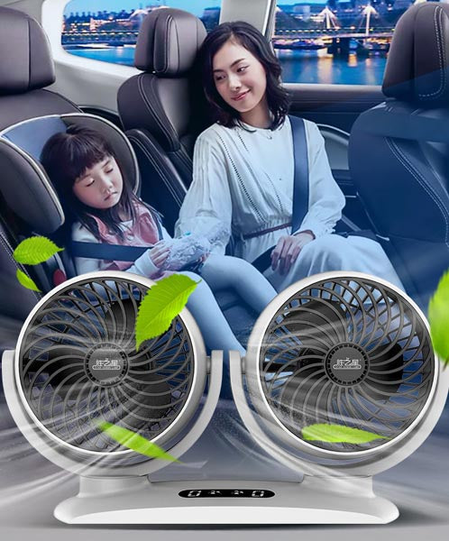 Car Dual-Head USB Fan